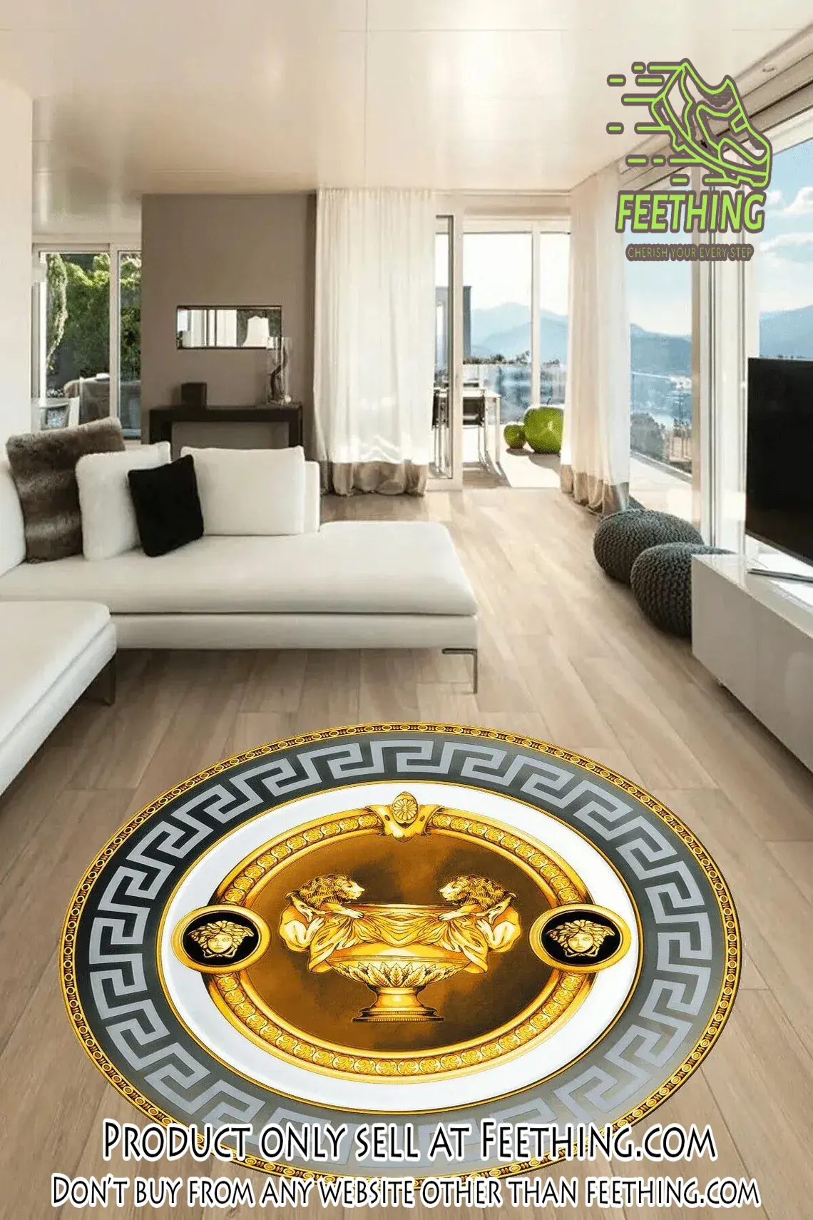 Versace medusa round rug carpet luxury brand fashion home decor ft4405677